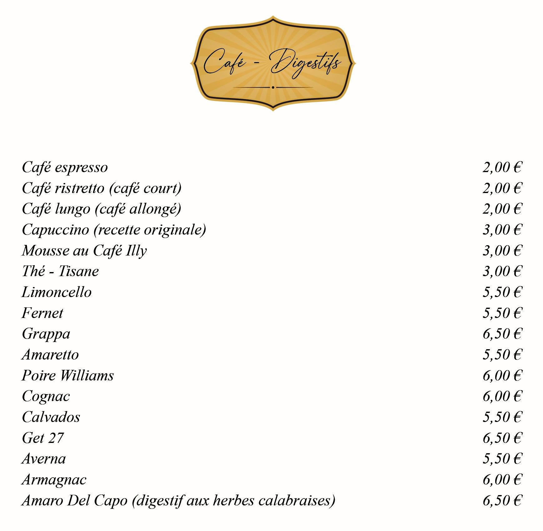 CAFE & DIGESTIFS