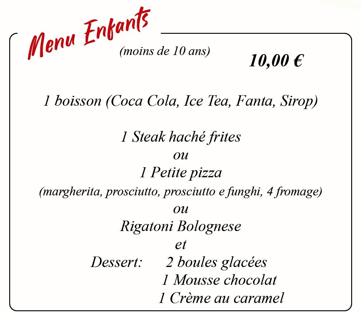 MENU ENFANTS (-10 ans)