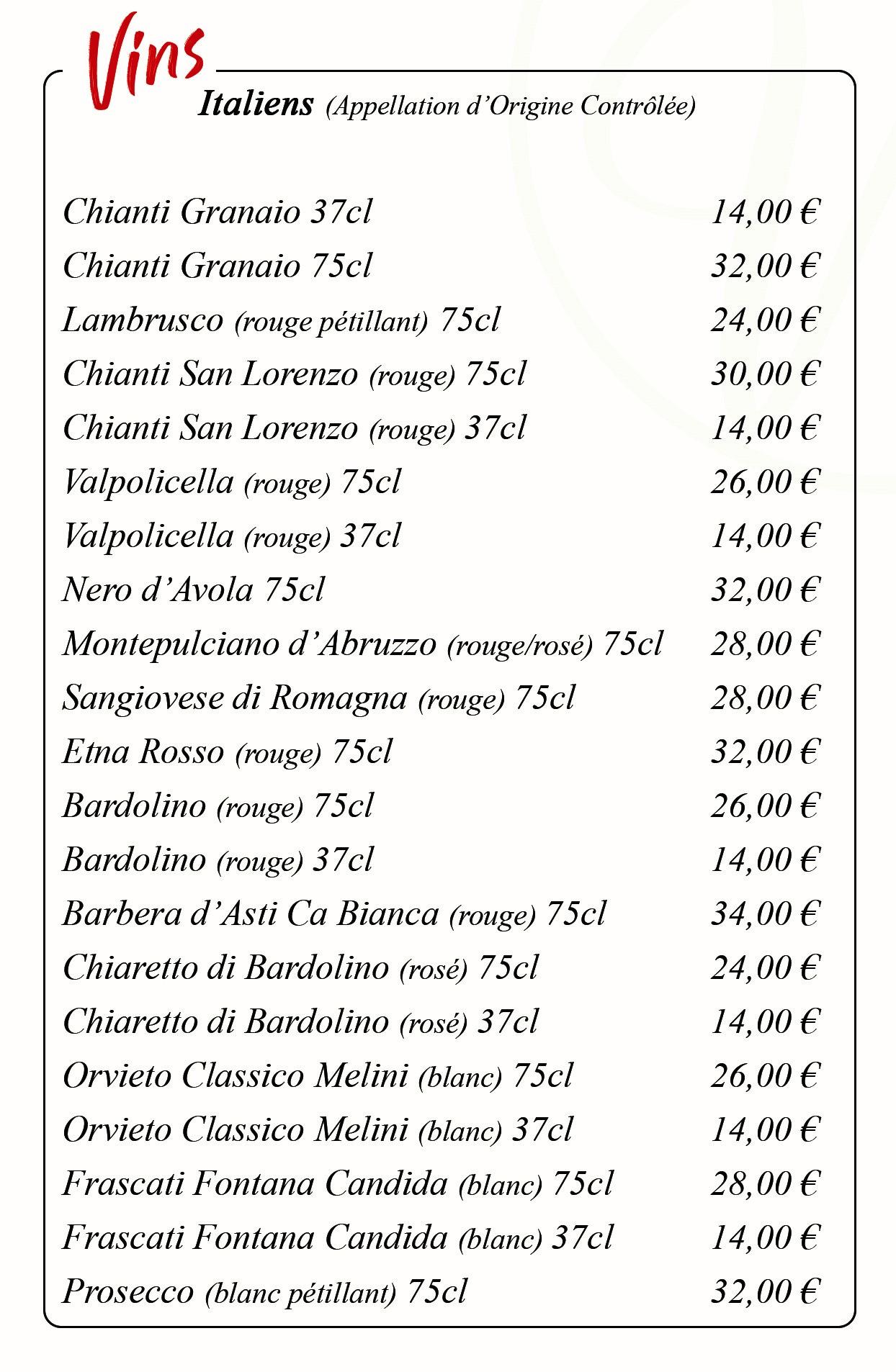 VINS ITALIENS